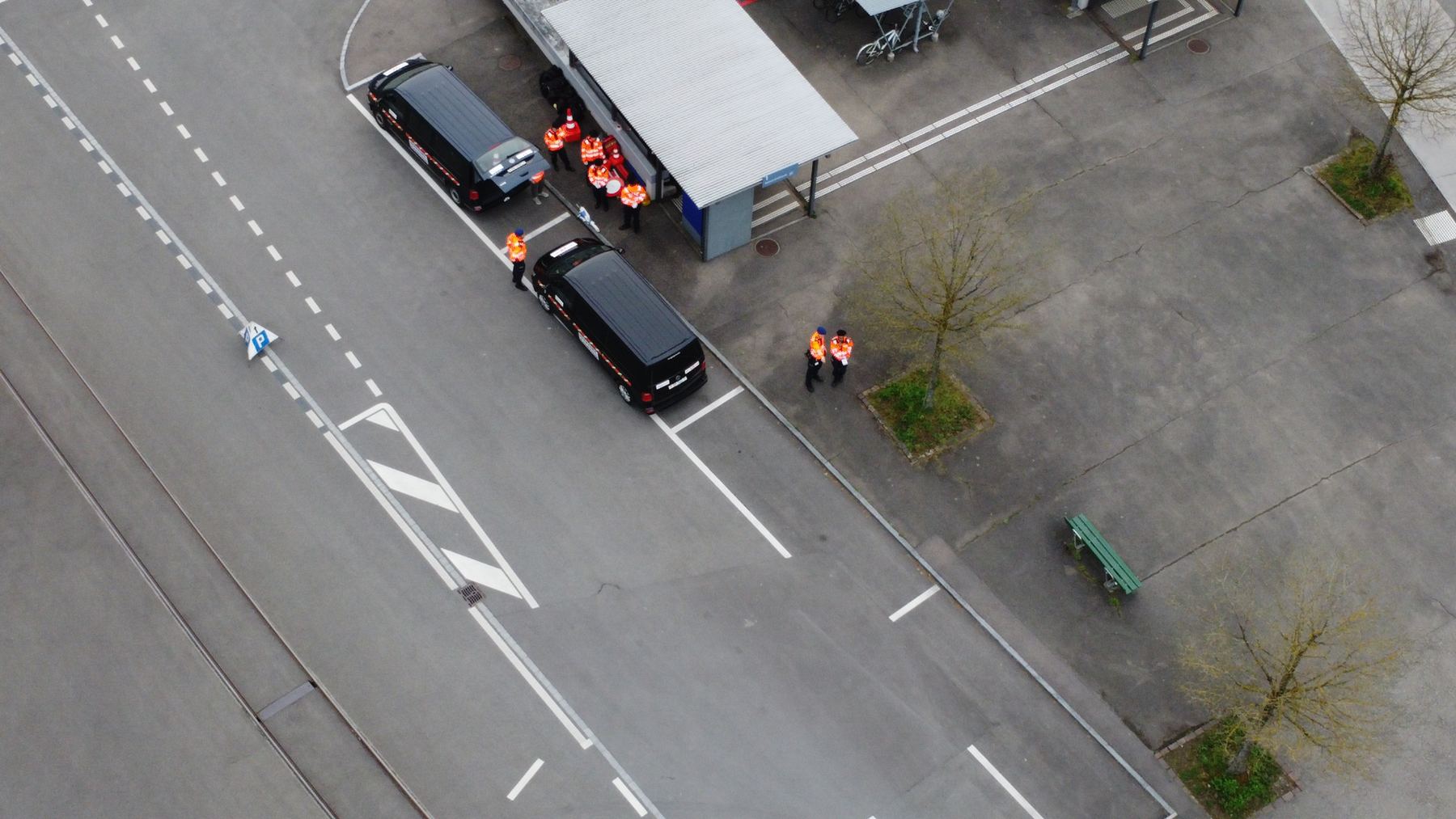 Luftaufnahme eines Parkdienst-Einsatzes