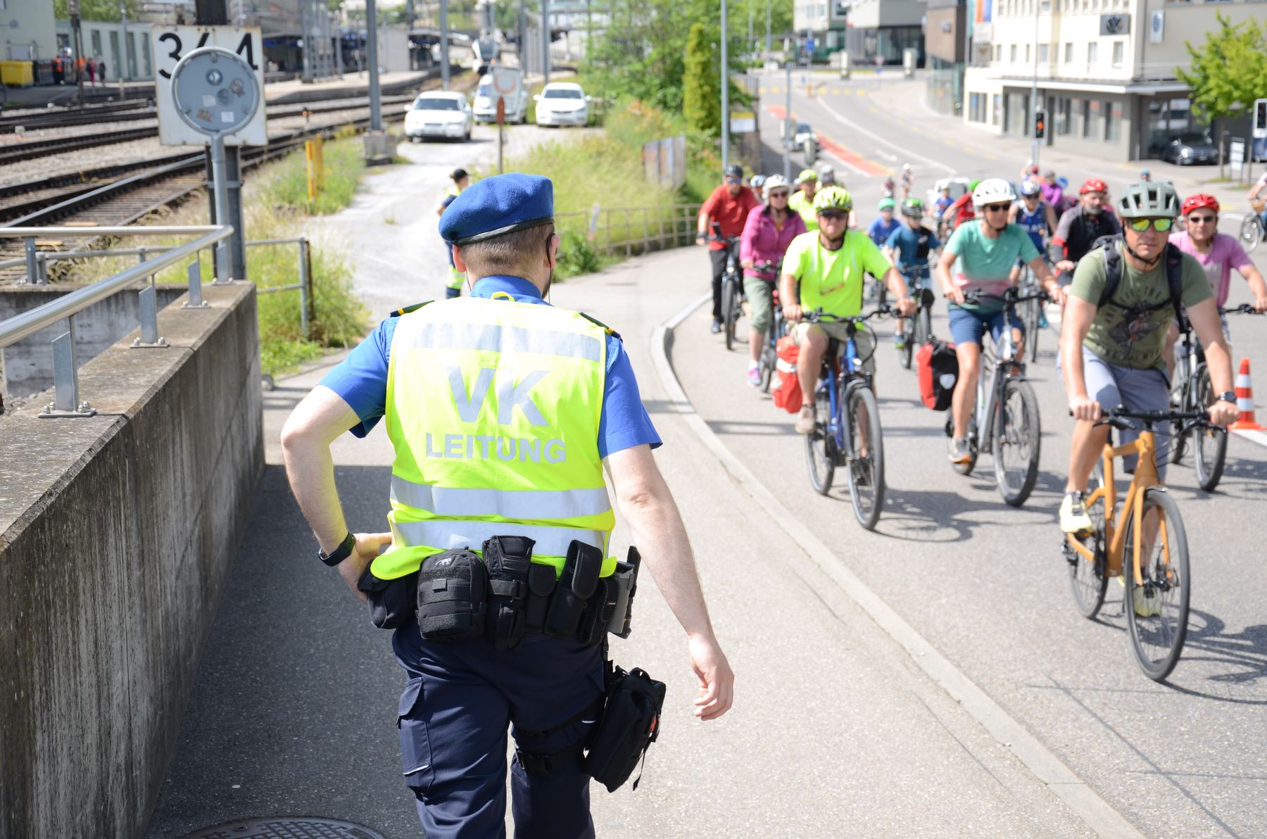 Verkehrsdienst bei einer Veloveranstaltung